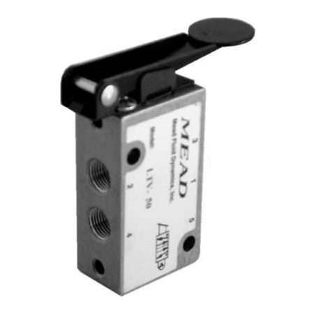 Bimba Mfg Co Bimba-Mead Air Valve, 5 Port, 2 Pos, Manual, 1/8" NPTF Port, Fingertip Lever Actr LTV-50